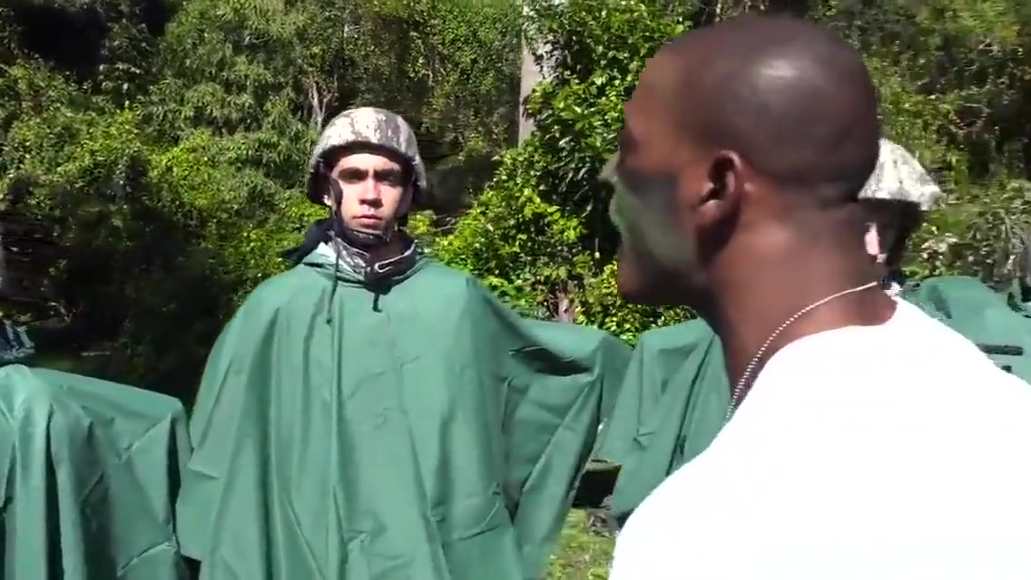 Military studs buttfuck in forest