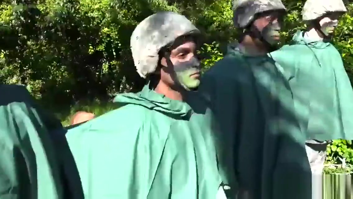 Military studs buttfuck in forest