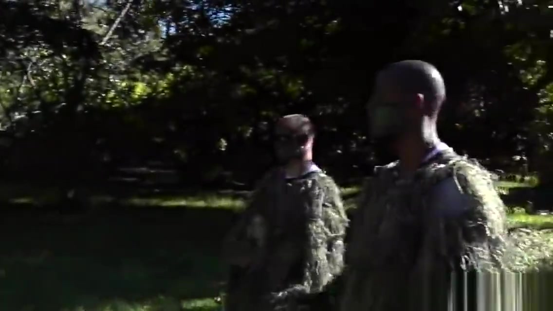 Military studs buttfuck in forest