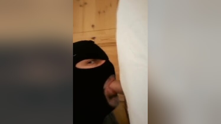 Sucking off straight guy in gloryhole