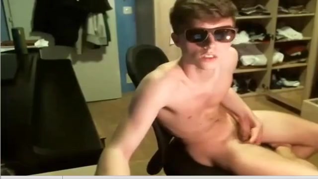 Danish 18 Yo Twink Boy & Playing Cock On An Office Chair With Cumshot (4)