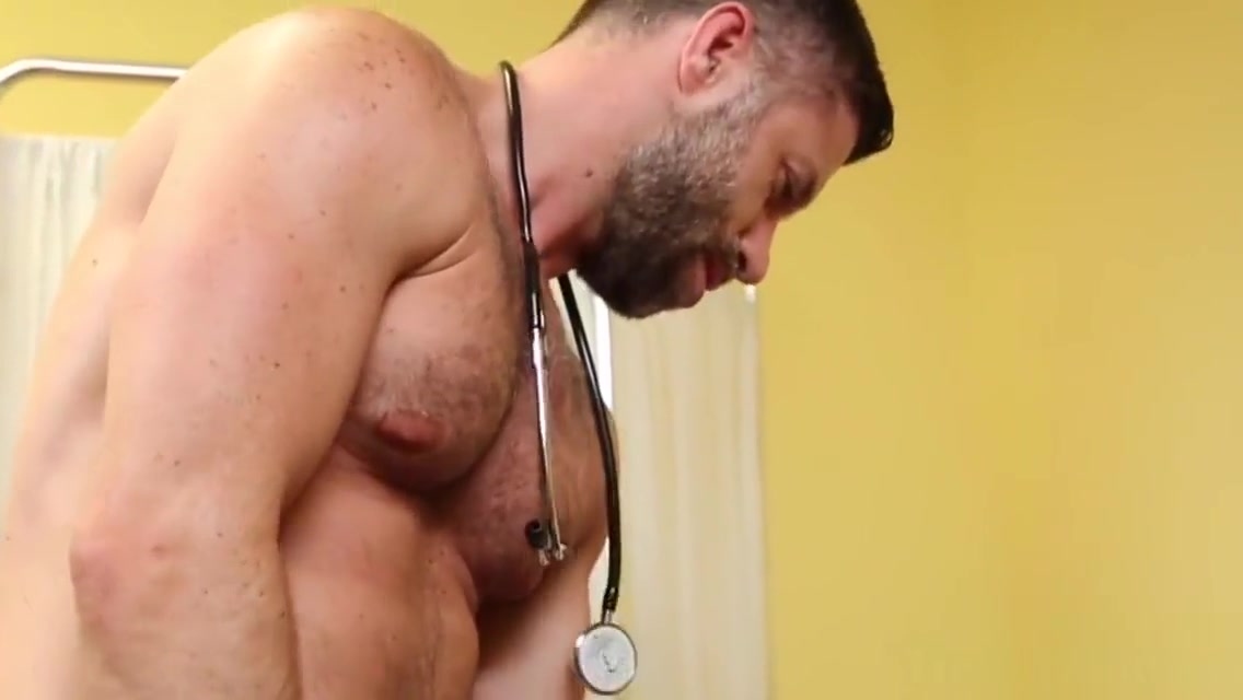 Tugged submissive hunk gets bound by doctor