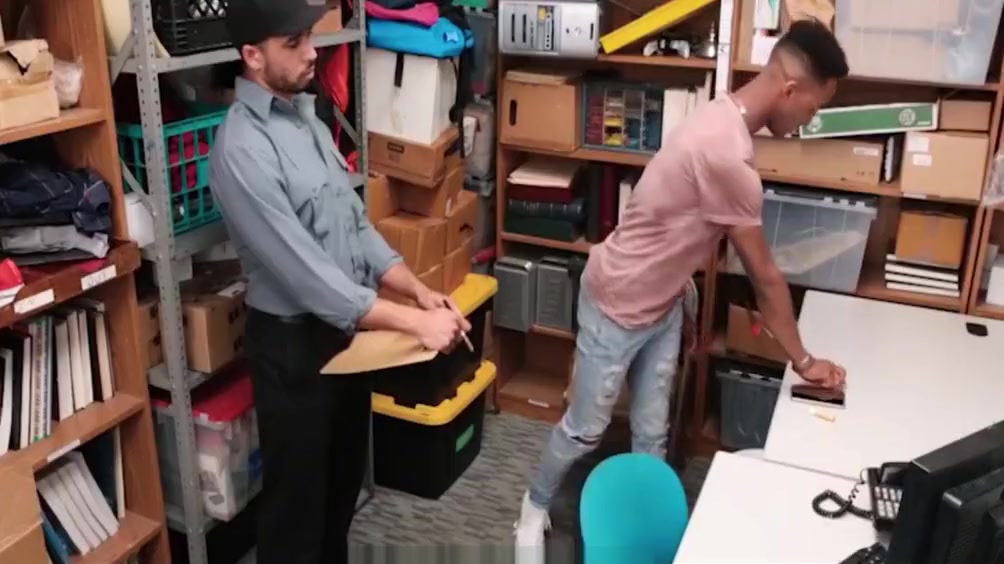 Black Jock Security Officer By Black Twink Shoplifter Into Fucking Him