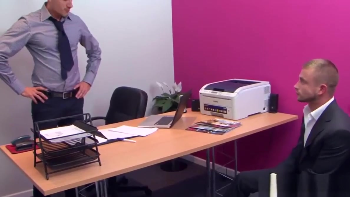 Muscular british gay office fuck action