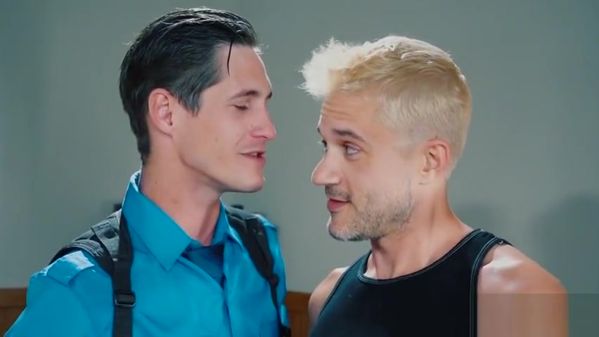 The officer bending him over his desk to open his hole
