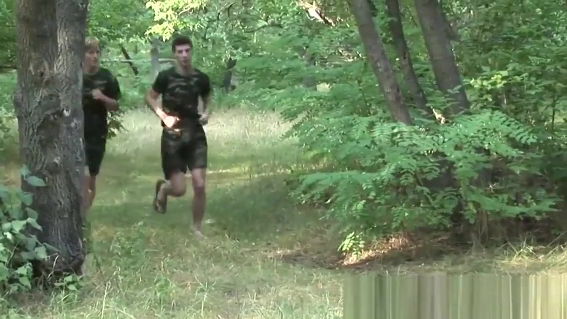 Army studs assfucking in threesome
