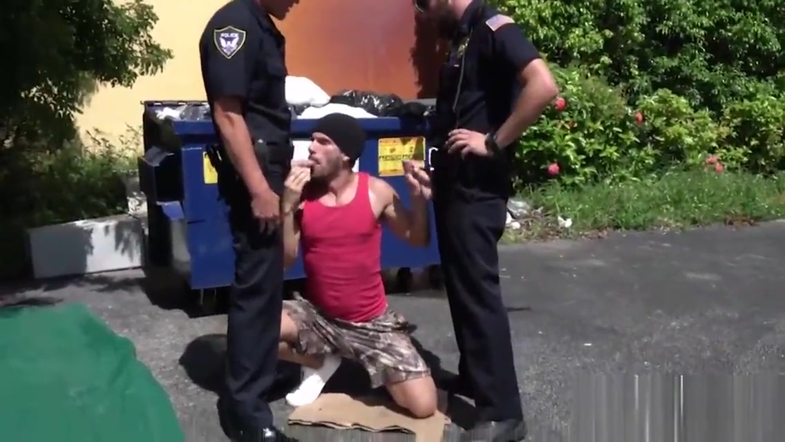 Cute thief is chased down to a lonely alley and banged by horny gay officers