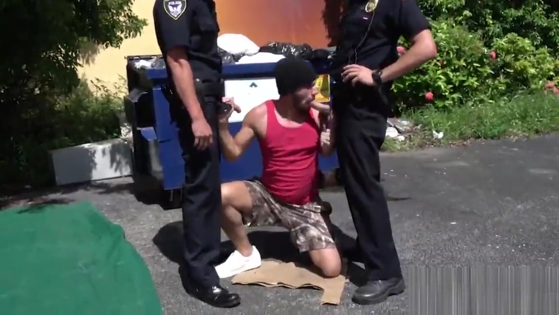 Cute thief is chased down to a lonely alley and banged by horny gay officers