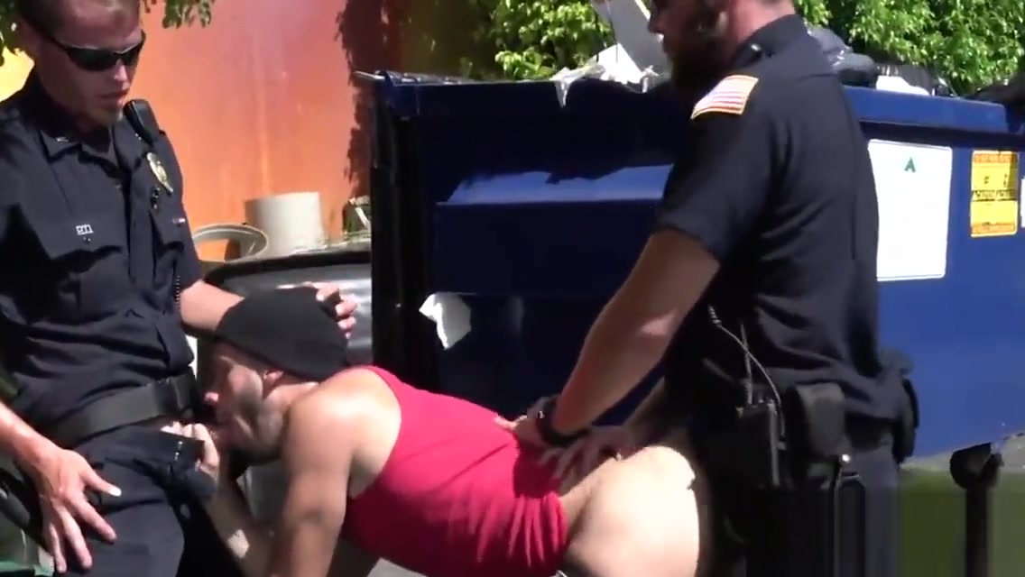 Cute thief is chased down to a lonely alley and banged by horny gay officers