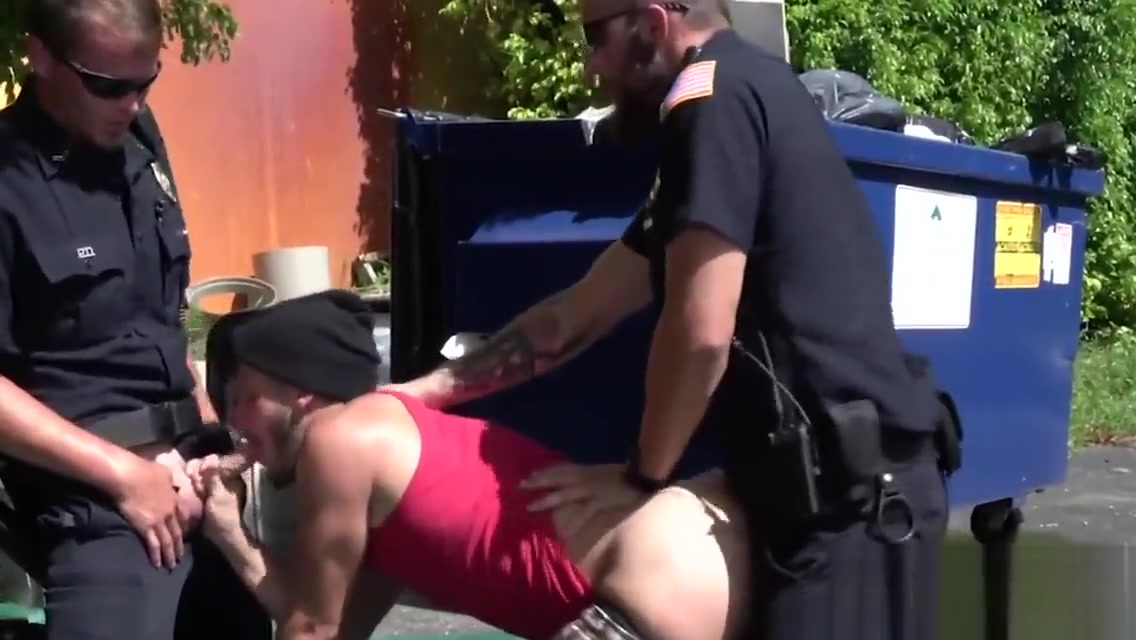 Cute thief is chased down to a lonely alley and banged by horny gay officers