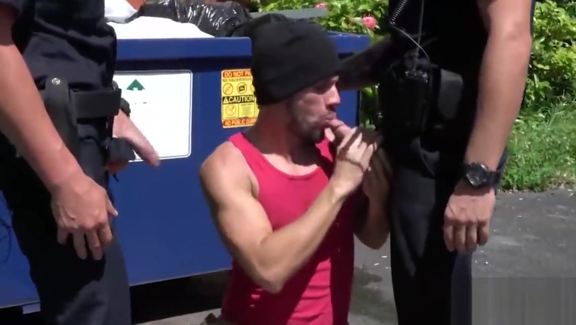 Cute thief is chased down to a lonely alley and banged by horny gay officers