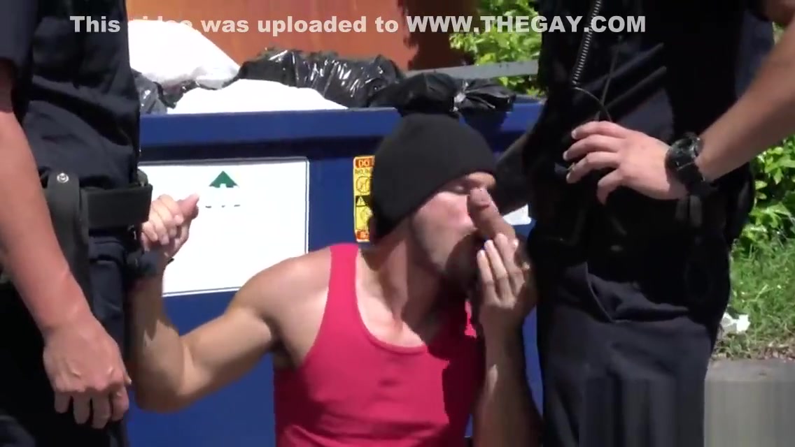 Cute thief is chased down to a lonely alley and banged by horny gay officers