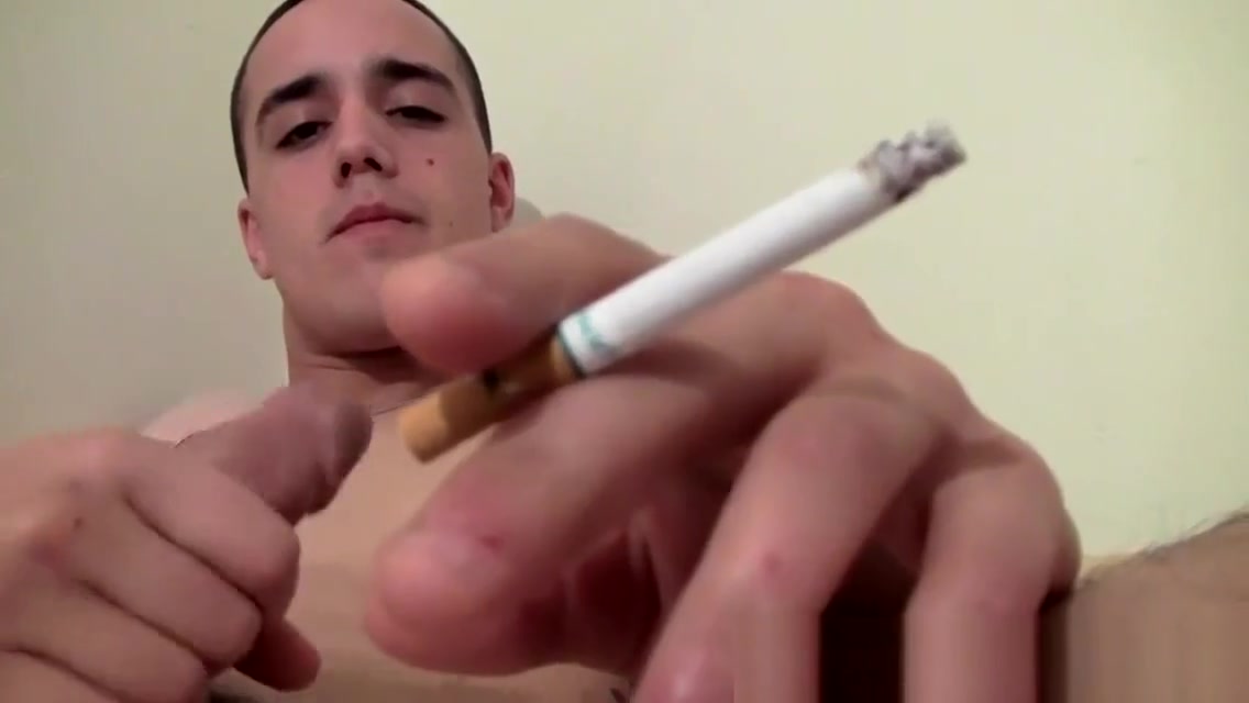 Kinky fruit loves to smoke while he is masturbating his rod
