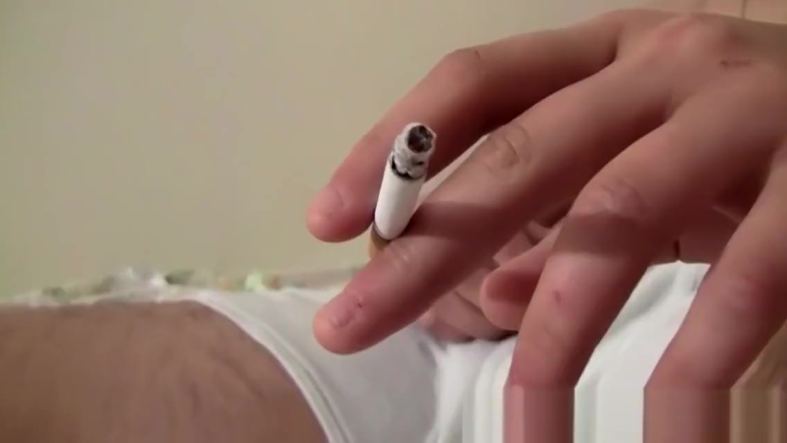 Kinky fruit loves to smoke while he is masturbating his rod