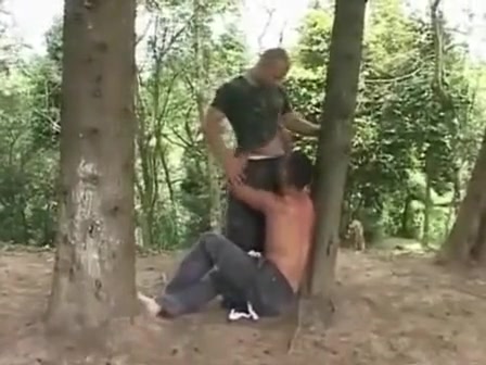 Army guys fuck in woods