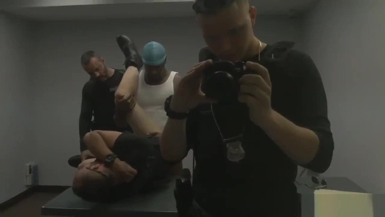 Hunks police gay porn in the shower