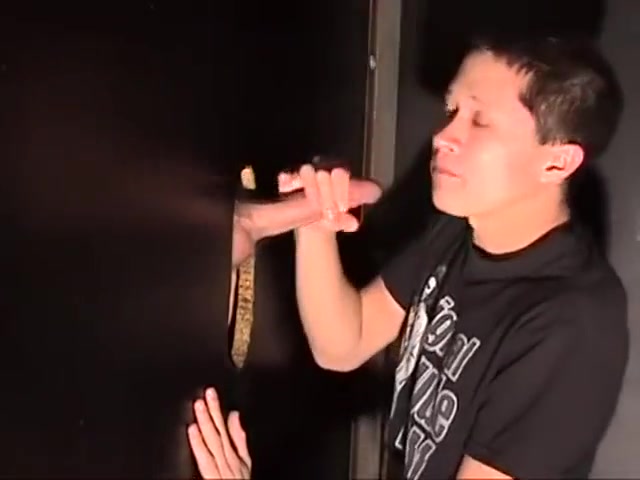 Twink at gloryhole sucks dicks