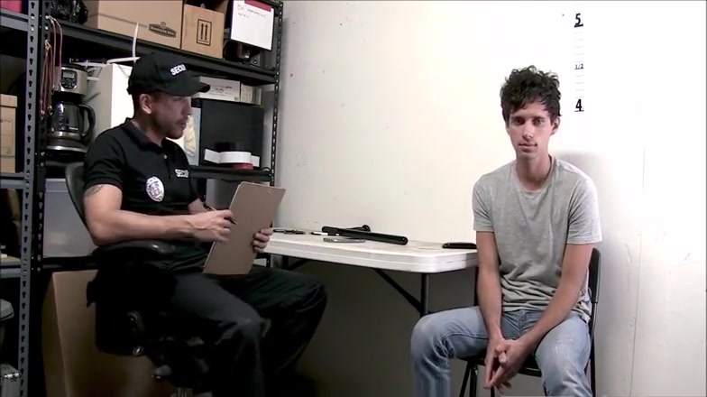 Straight Security Officer Fucks Young Gay Perp With His Baton
