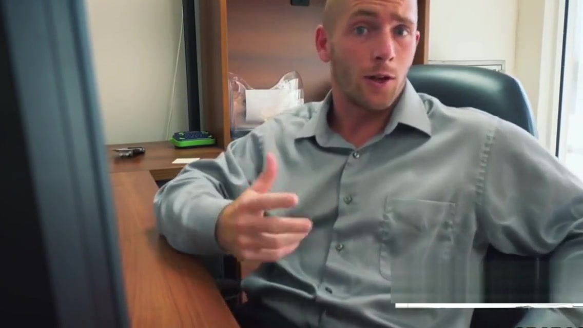 Queer stud gives head in the office to gay in POV