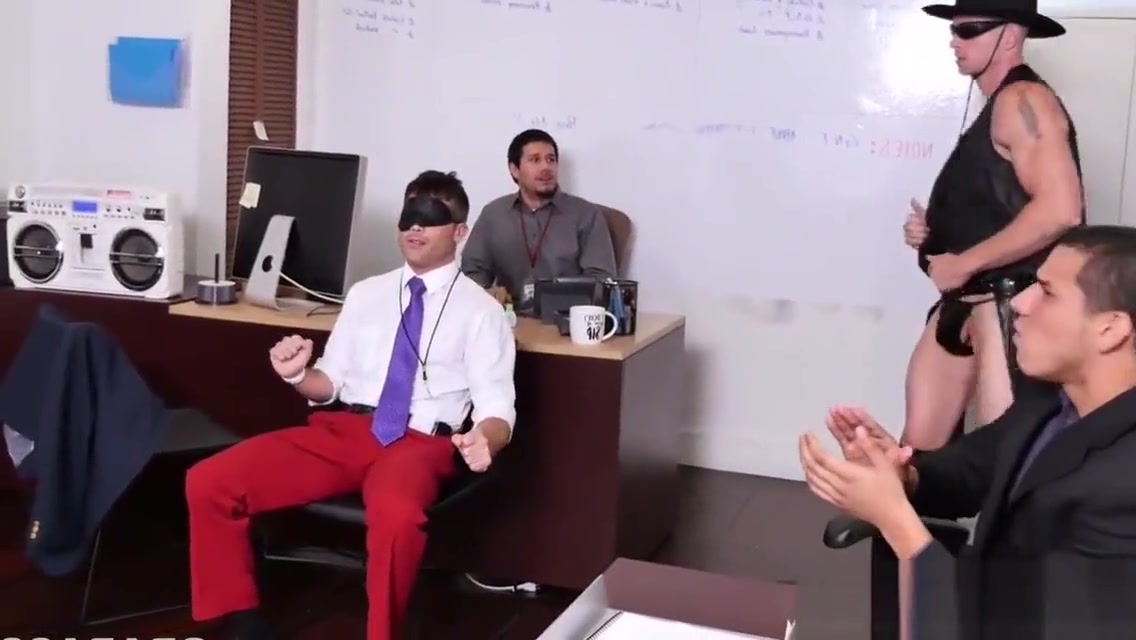 Handsome office muscle facialized after anal
