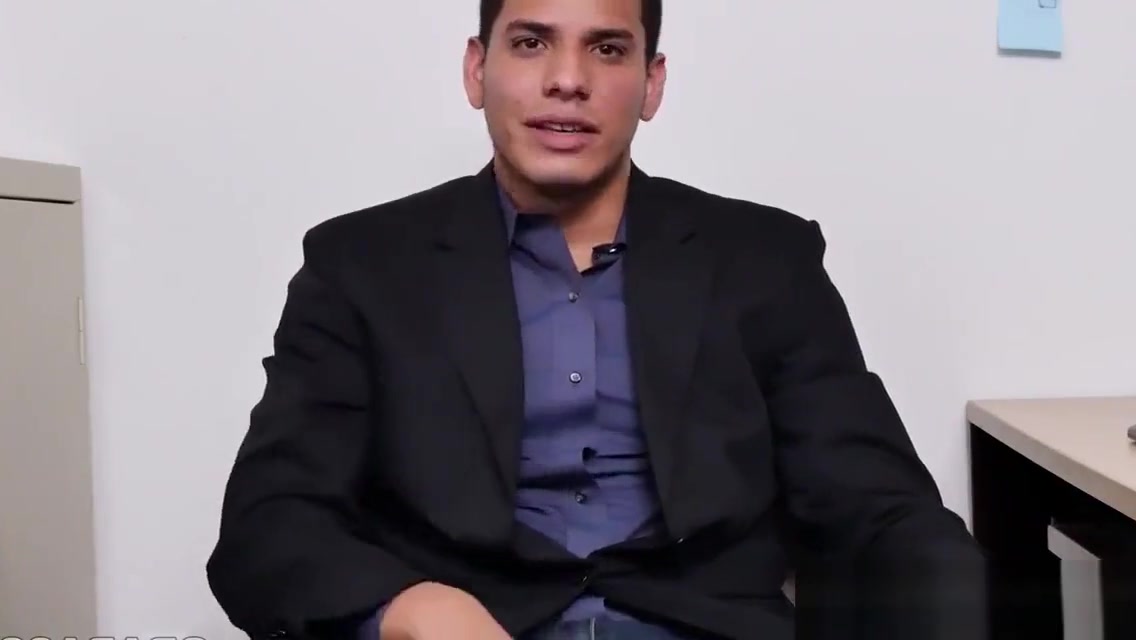 Handsome office muscle facialized after anal