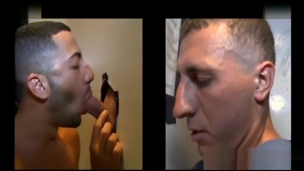 Gay blowjob for straight guy in secret gloryhole
