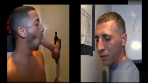 Gay blowjob for straight guy in secret gloryhole
