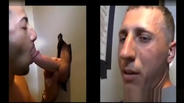 Gay blowjob for straight guy in secret gloryhole