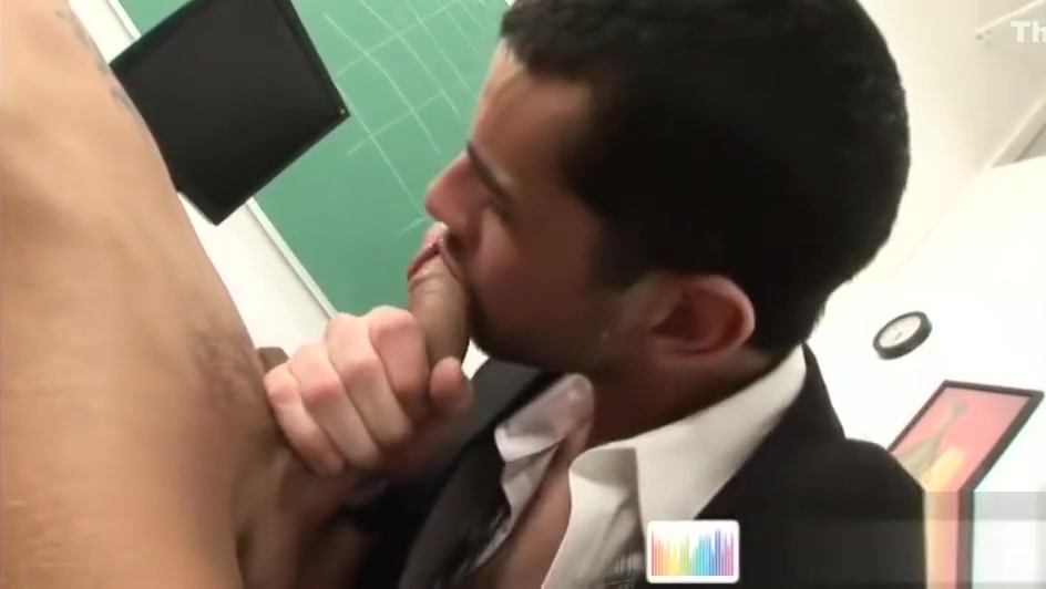 Gay studs sucking hard dick at the office