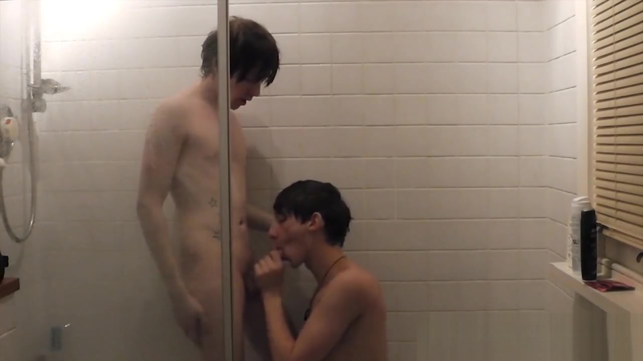 Twink boys play in the shower