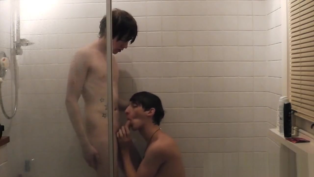 Twink boys play in the shower