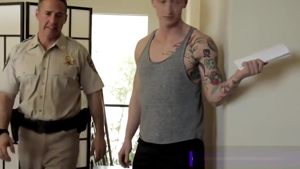 PERVERT officer coercing hunky dealer to SUCK and RIDE his cock