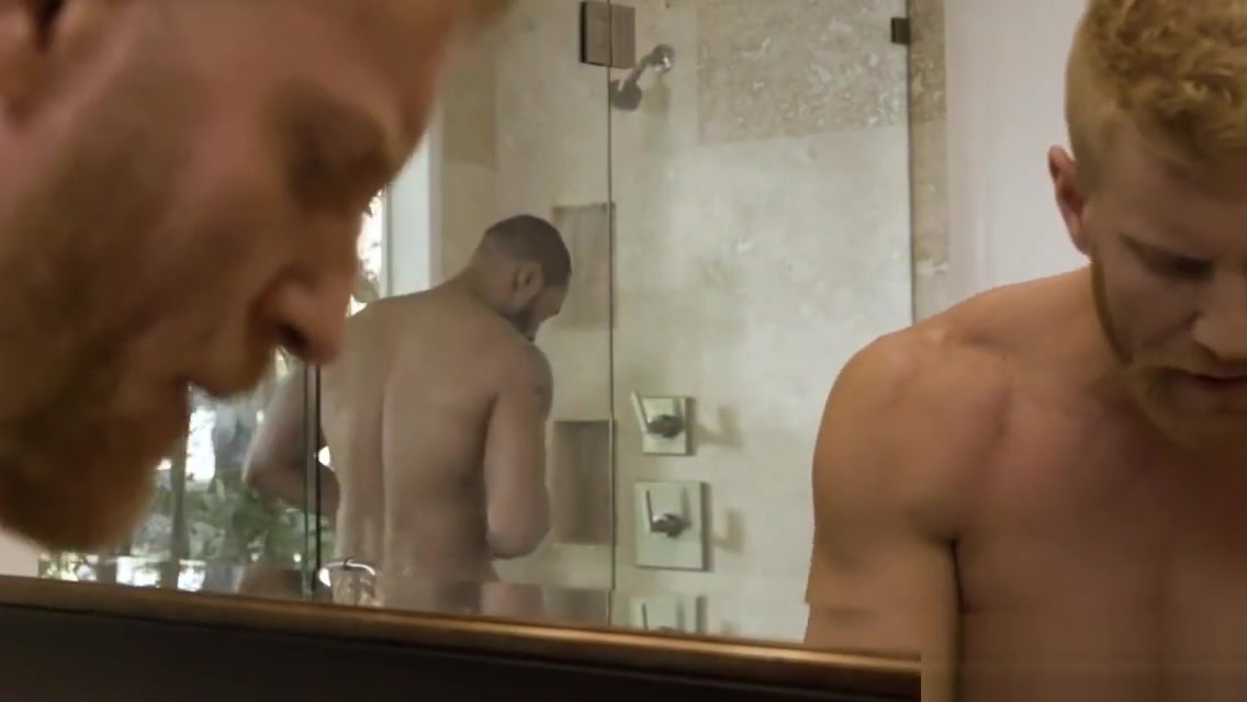 White hunk helps his black gay roommate to jerk off