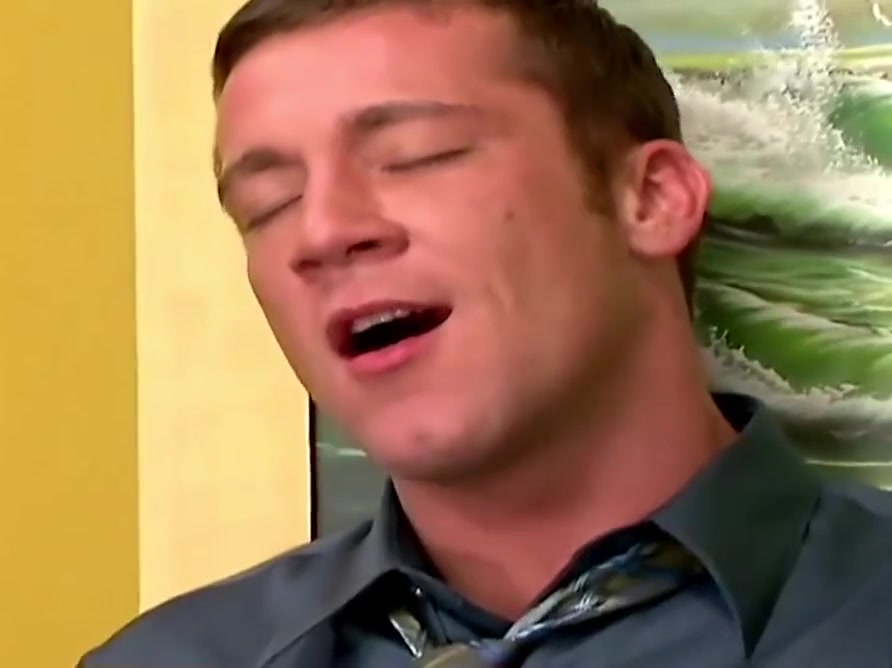 Horny gays having sex in the office at work
