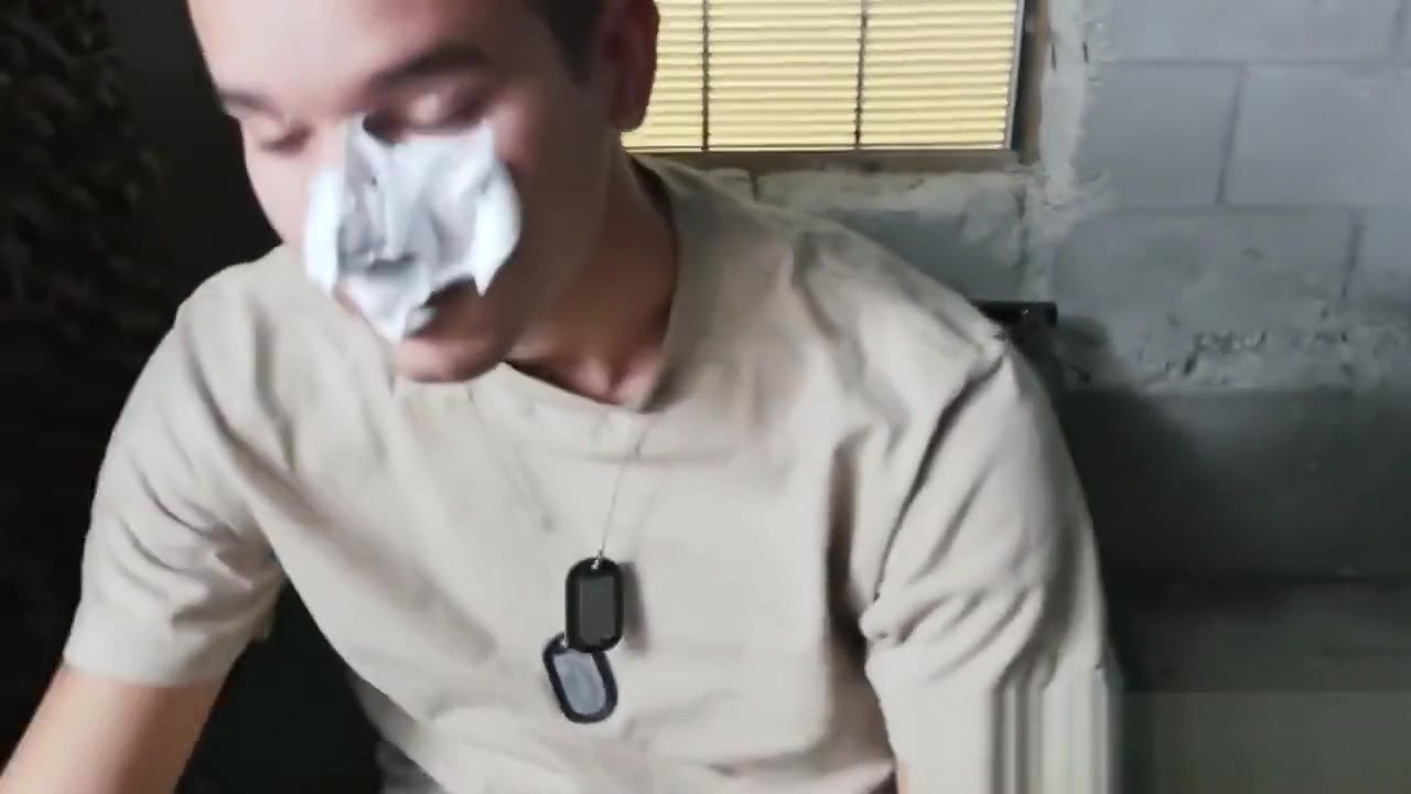 Military guys fuck each other on service in the bathroom