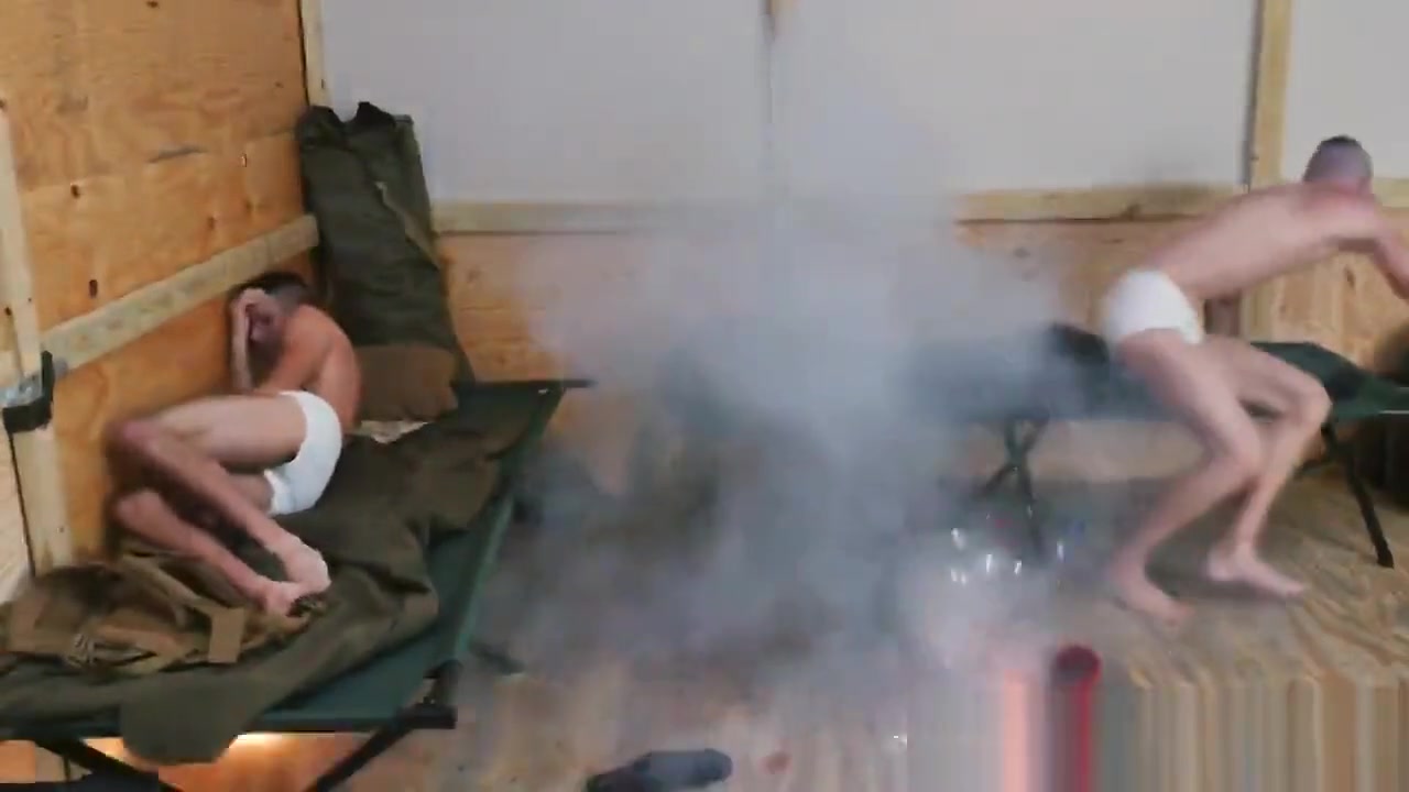 Military guys fuck each other on service in the bathroom