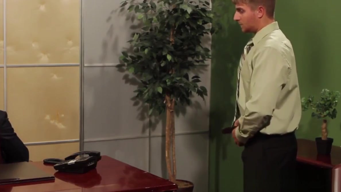 Gay office hunks creamed on by his boss