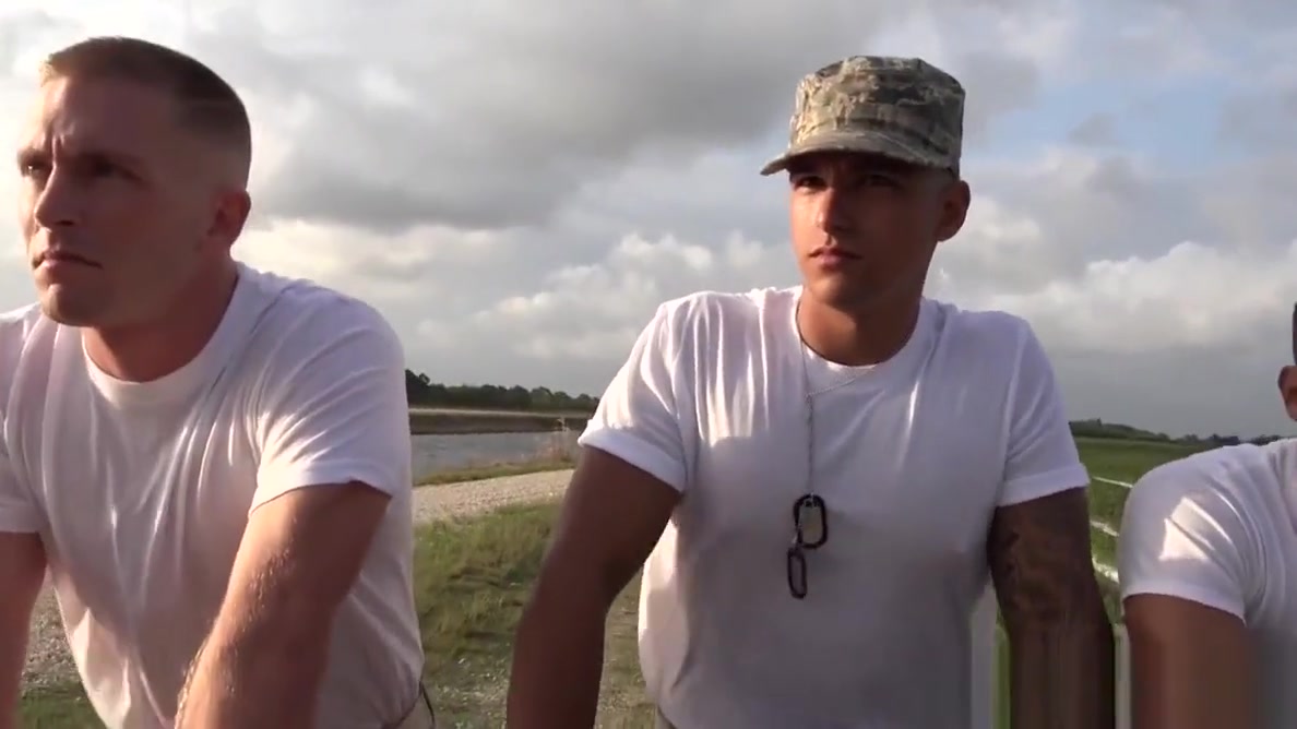 Military studs assfuck and cocksuck outdoors
