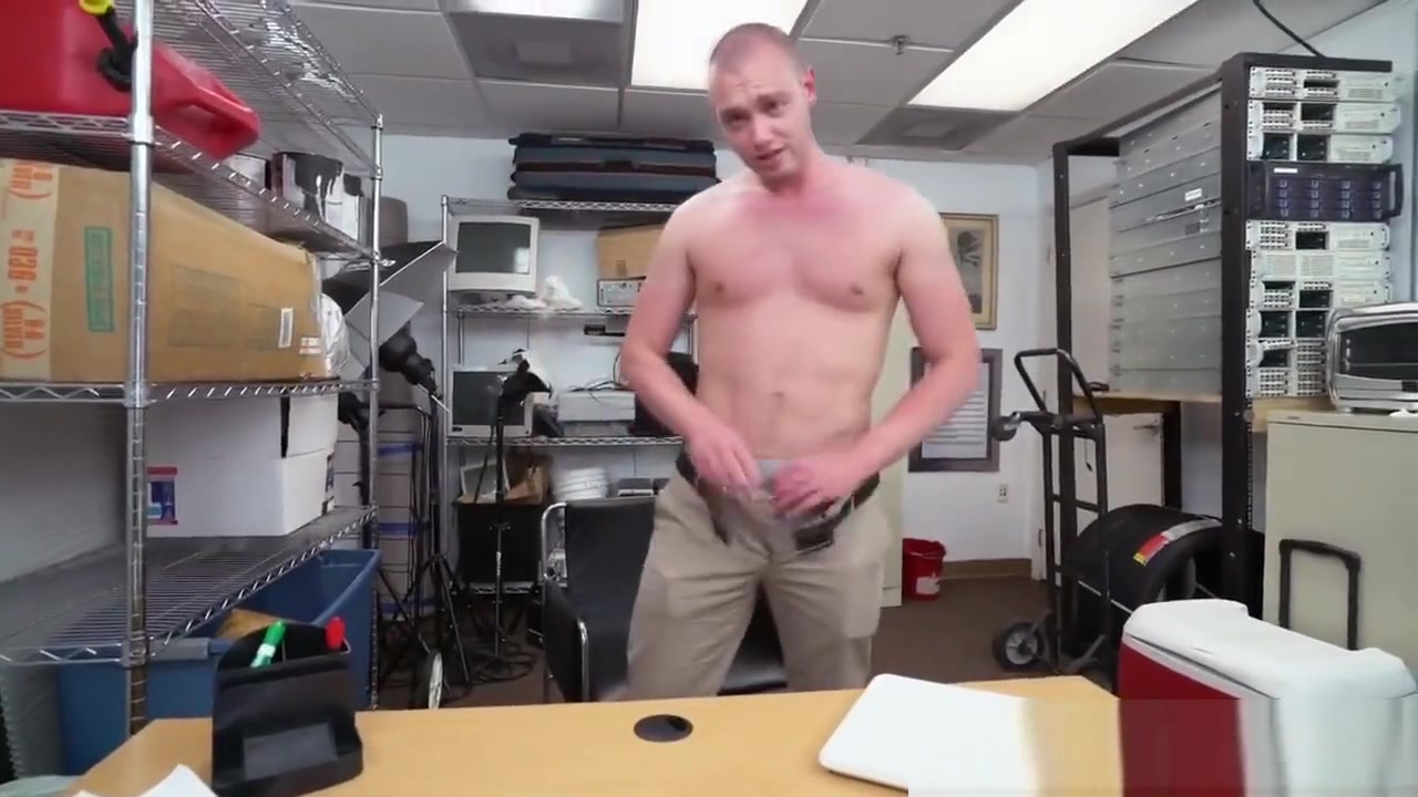 Big black cock for white guy asshole in office