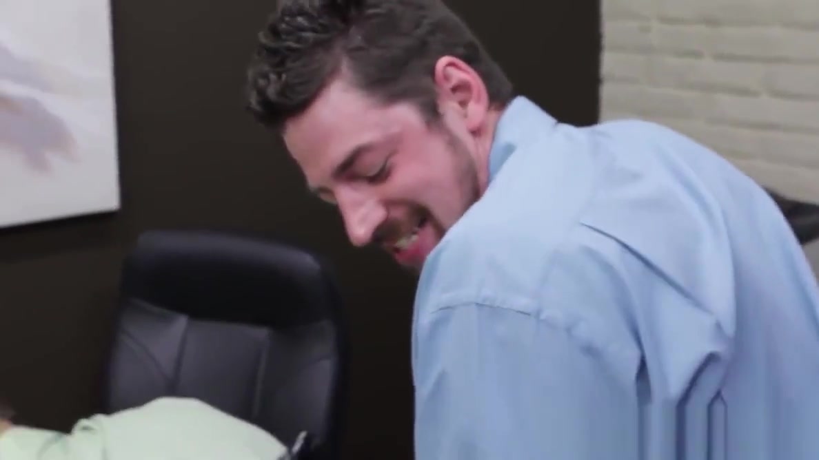 Andrew Stark in an office threeway