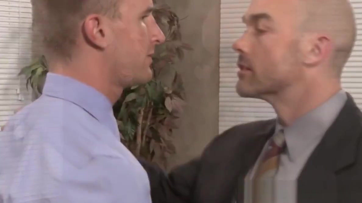 Suited hunks assfucking in office