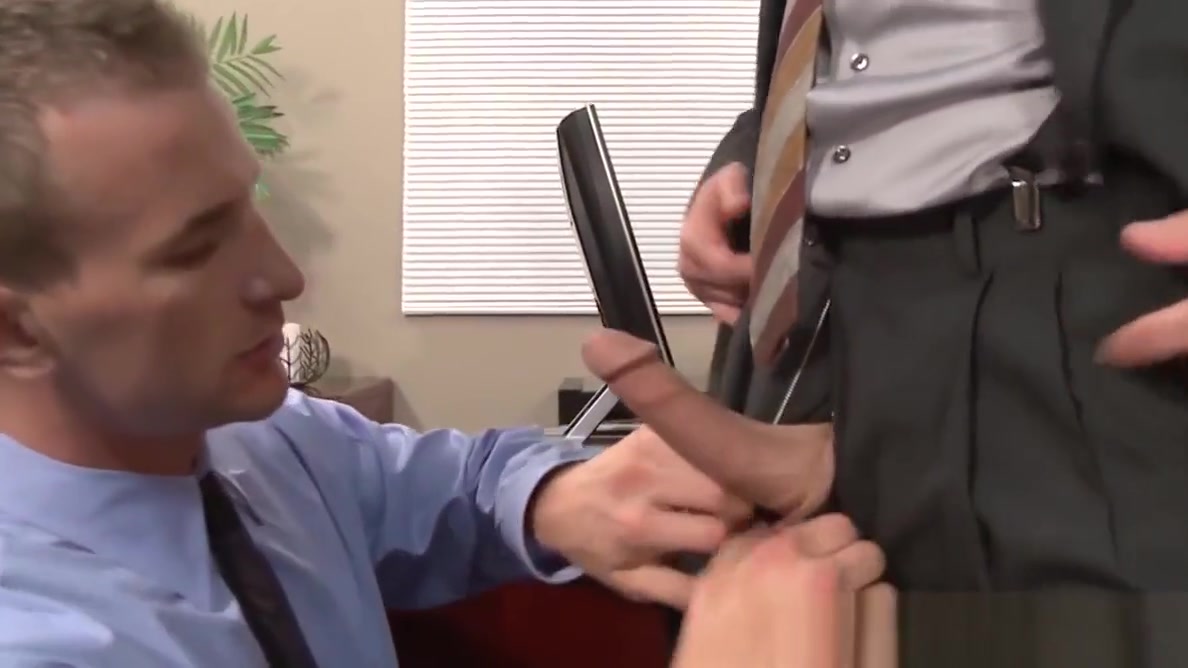 Suited hunks assfucking in office