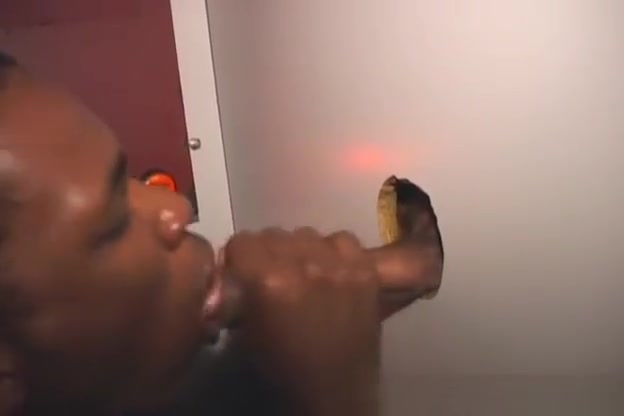 Ebony Glory Hole Bottom Boy Blowing!