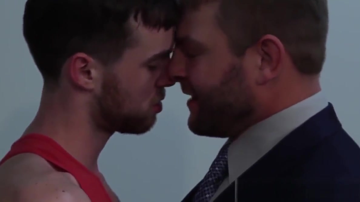 Suited office hunk drills nipple pierced burglar on desk