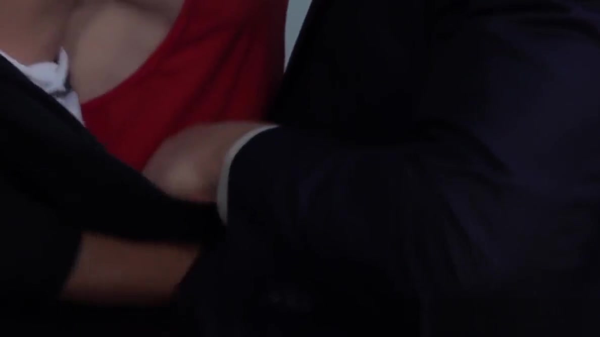 Suited office hunk drills nipple pierced burglar on desk