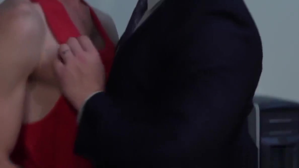 Suited office hunk drills nipple pierced burglar on desk