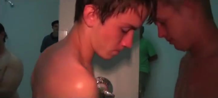 College shower hazing with gay oral sex