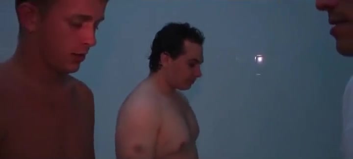 College shower hazing with gay oral sex