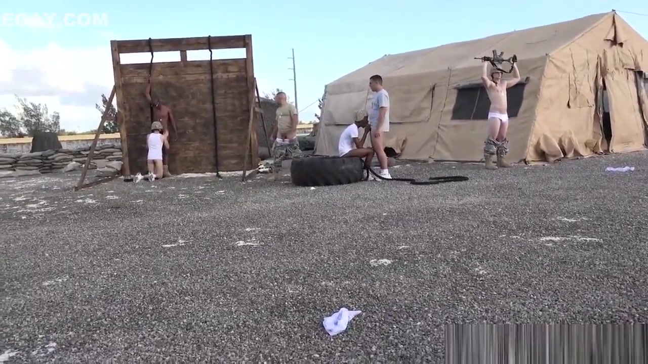 Army troop group fucking and sucking outdoor