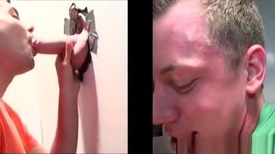 Blonde dude takes gay BJ on gloryhole